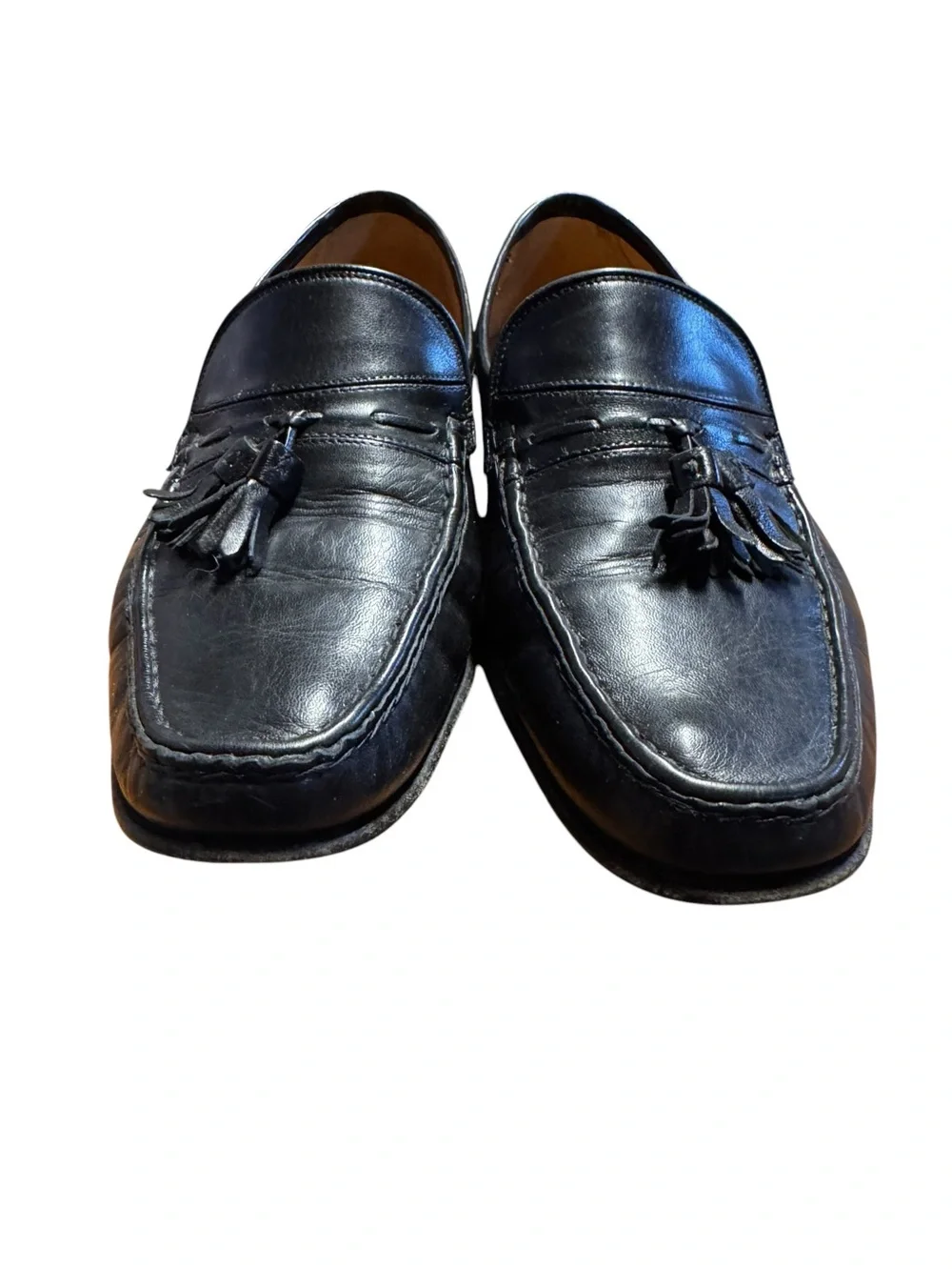 Bruno Magli Braxton Black Leather Tassel Loafers Mens 10.5 Bologna Italy Retro
